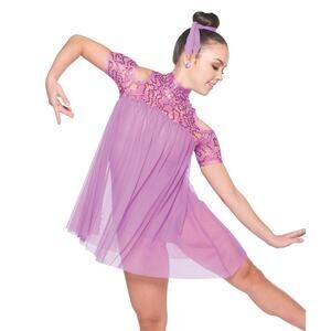 Pre-Owned Dance Costume Wish Come True V2354 Large Child Purple Lyrical